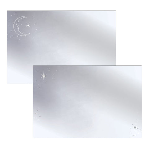 50 Celestial Silver Stars Note Cards, 4x6 inch