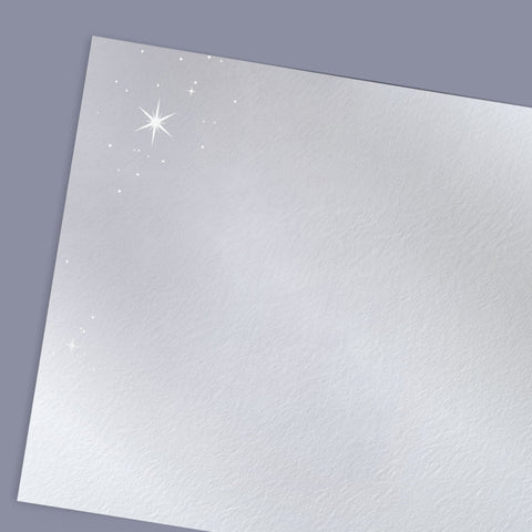 50 Celestial Silver Stars Note Cards, 4x6 inch