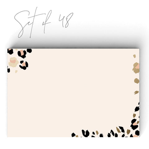 50 Cheetah Print Gold Foil Note Cards, 4x6 inches