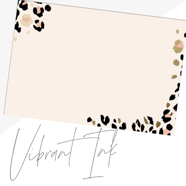 50 Cheetah Print Gold Foil Note Cards, 4x6 inches - dashleigh - Note Cards