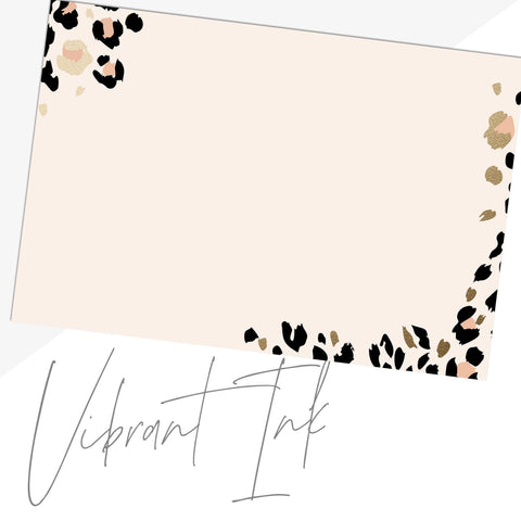 50 Cheetah Print Gold Foil Note Cards, 4x6 inches