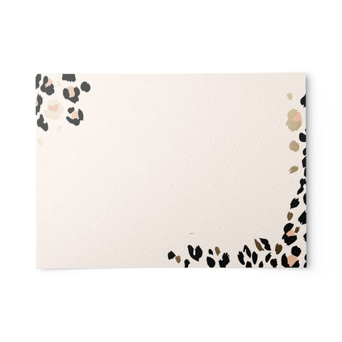 50 Cheetah Print Gold Foil Note Cards, 4x6 inches