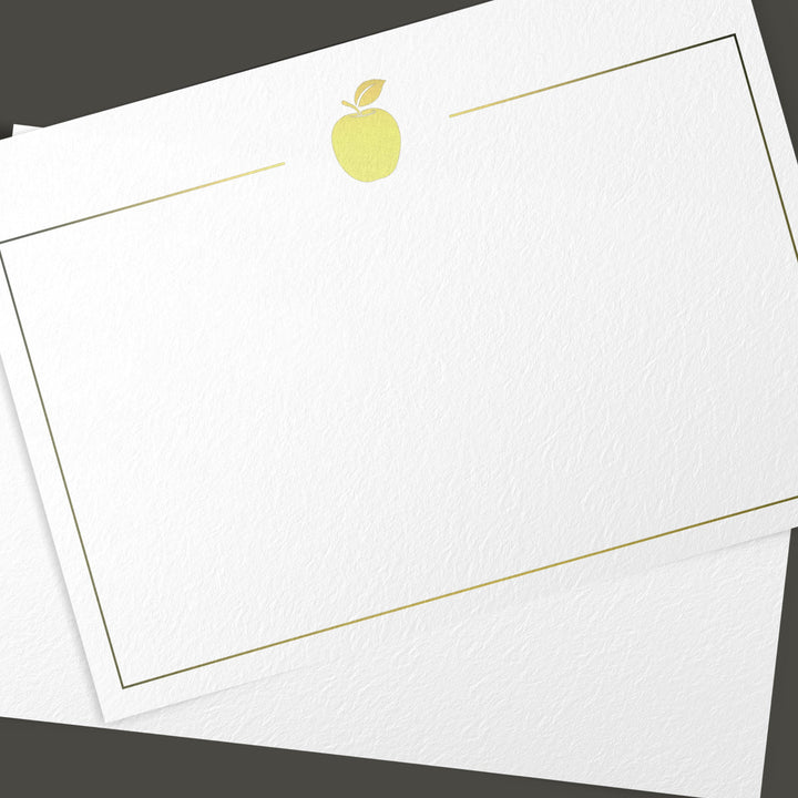 50 Gold Foil Apple Note Cards, 4x6 inches - dashleigh - Note Cards