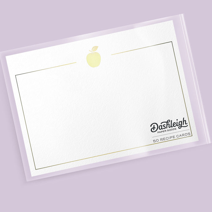 50 Gold Foil Apple Note Cards, 4x6 inches - dashleigh - Note Cards