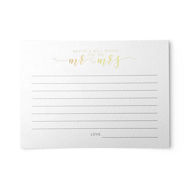 50 Newlywed Advice Cards, Gold Foil - dashleigh - Note Cards