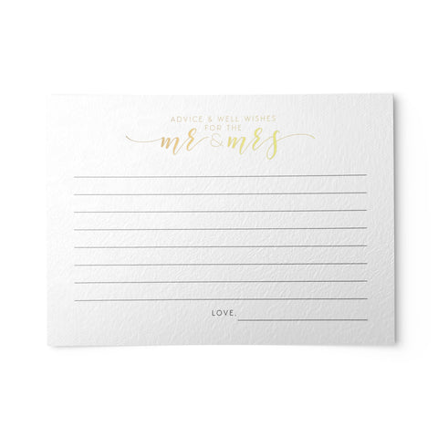 50 Newlywed Advice Cards, Gold Foil