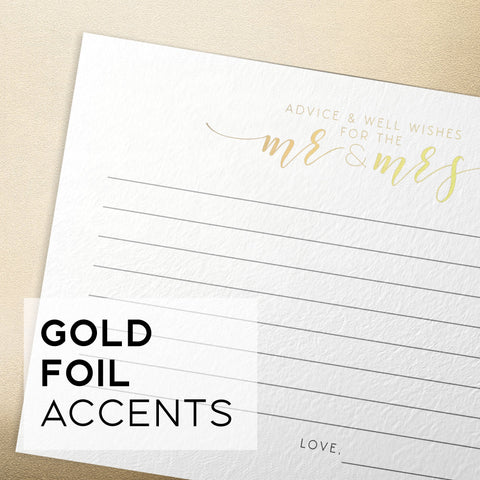 50 Newlywed Advice Cards, Gold Foil