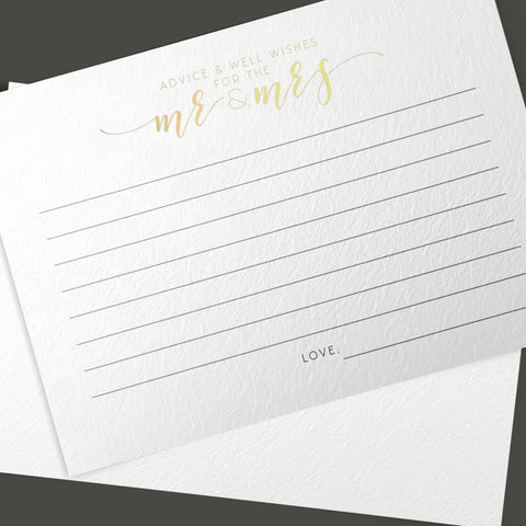 50 Newlywed Advice Cards, Gold Foil