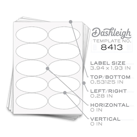 50 Oval Bottle and Jar Labels, 4x2 in.