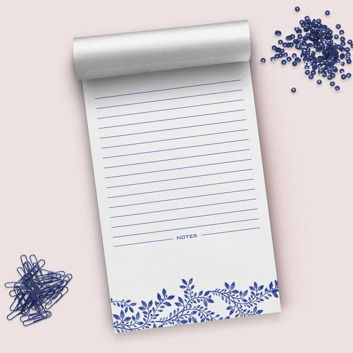 Blue Floral Lined Notepad, 5x8 inches - dashleigh - Notepads