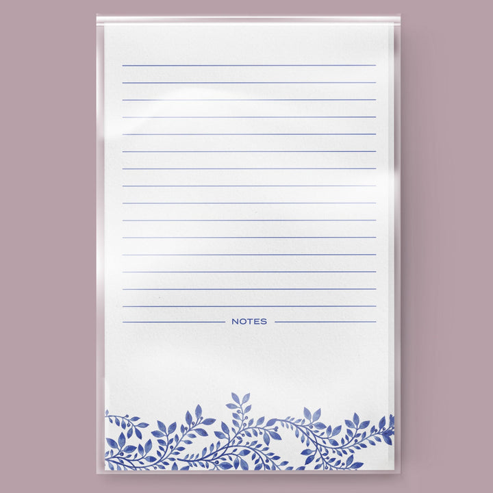 Blue Floral Lined Notepad, 5x8 inches - dashleigh - Notepads