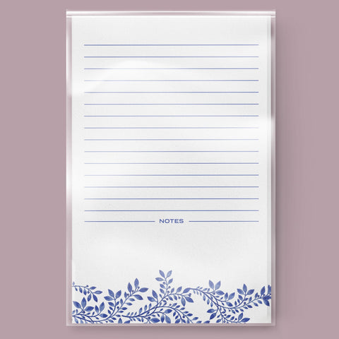 Blue Floral Lined Notepad, 5x8 inches