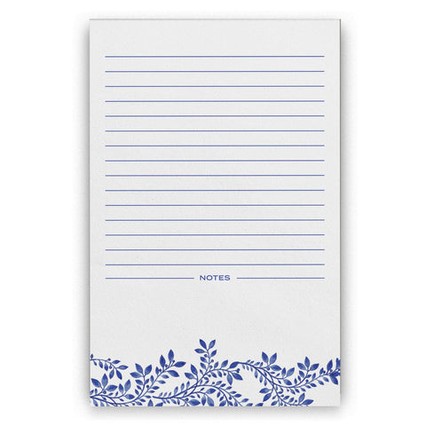 Blue Floral Lined Notepad, 5x8 inches