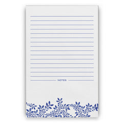 Blue Floral Lined Notepad, 5x8 inches