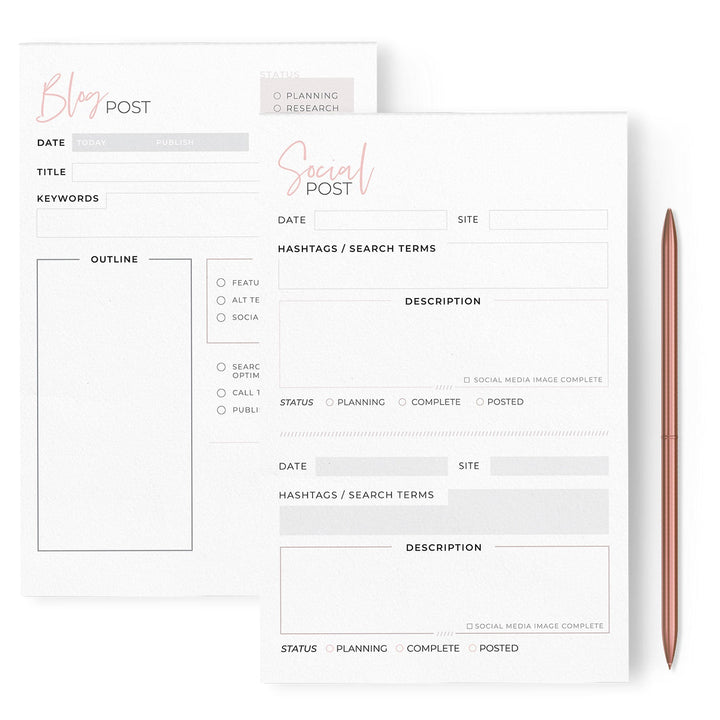 Blush Social Media Planner, 5.5 x 8.5 inches - dashleigh - Notepads