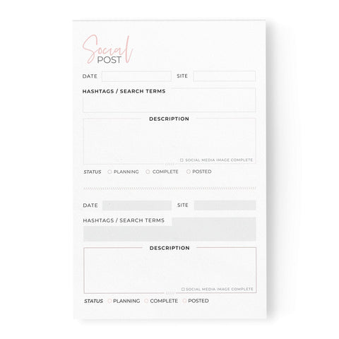 Blush Social Media Planner, 5.5 x 8.5 inches