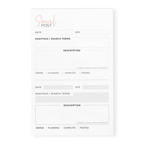 Blush Social Media Planner, 5.5 x 8.5 inches