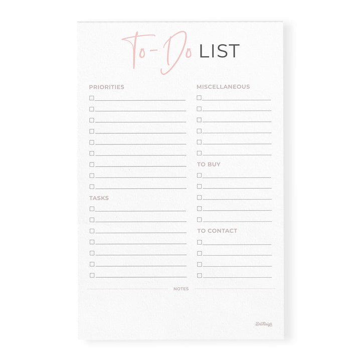 Blush To-Do List Notepad, 5.5 x 8.5 inches - dashleigh - Notepads