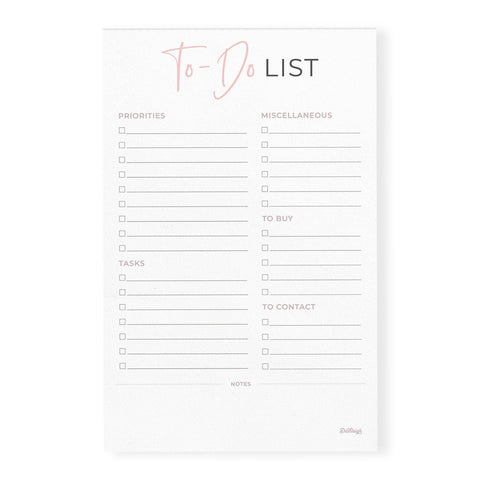 Blush To-Do List Notepad, 5.5 x 8.5 inches