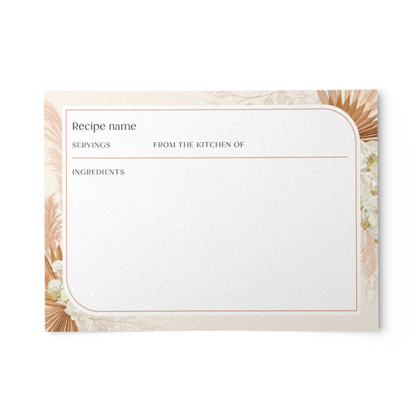 Bohemian Floral Recipe Cards, 4x6 inches - dashleigh - Recipe Card