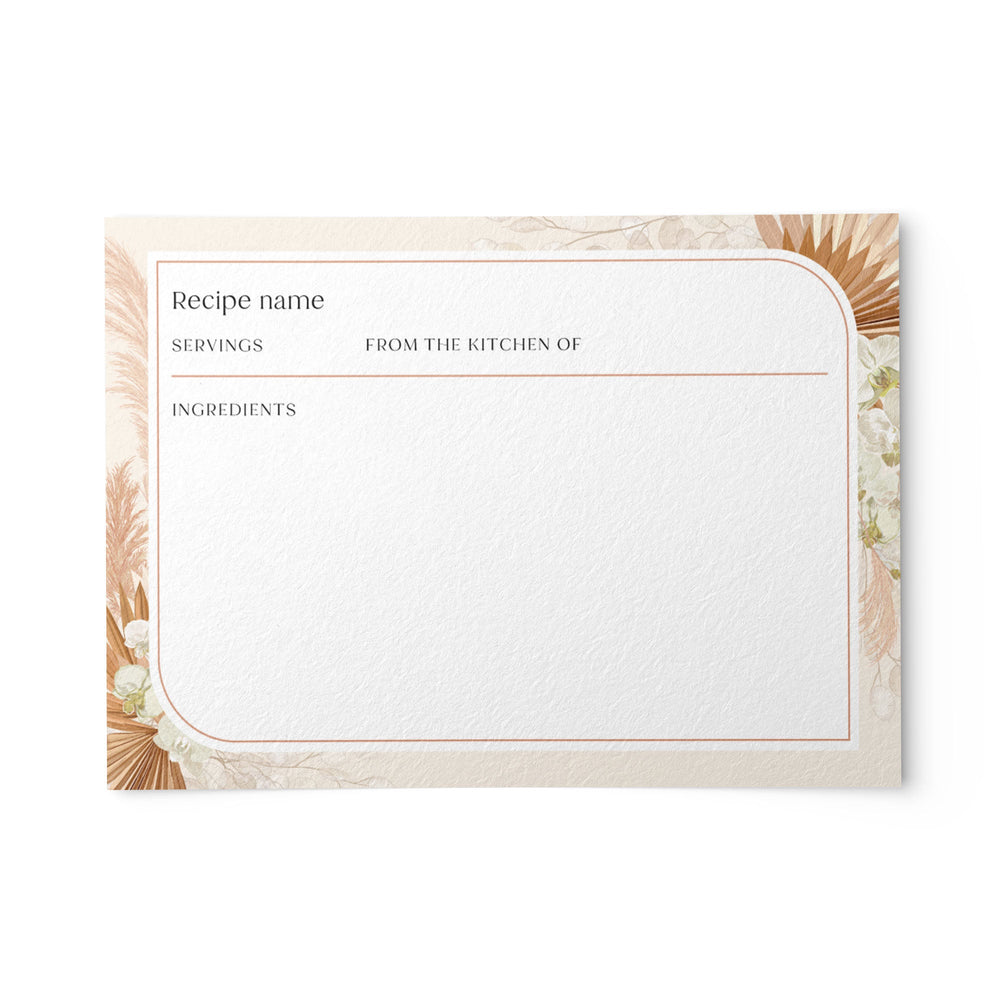 Bohemian Floral Recipe Cards, 4x6 inches