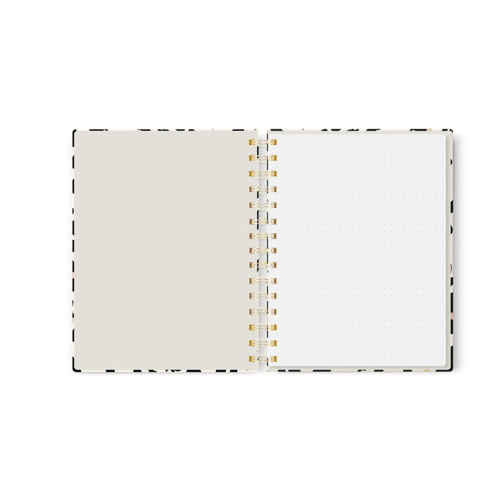 Gold Foil Cheetah Print Spiral Bullet Journal, 7x9 inch, Dot Grid