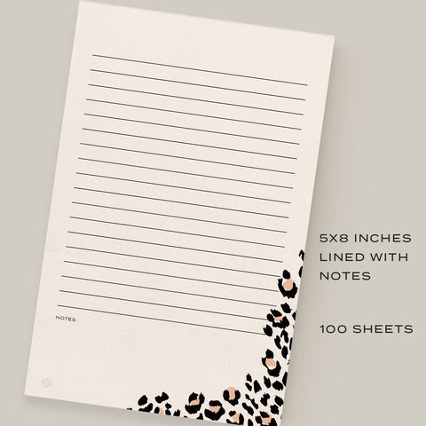 Cheetah Print Lined Notepad, 5x8 inches