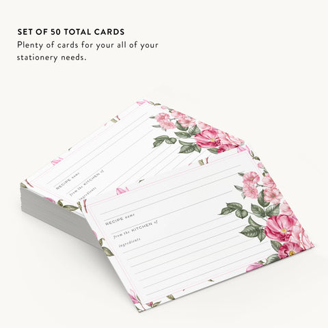 Cherry Blossom Recipe Cards, Set of 48, 4x6 inches