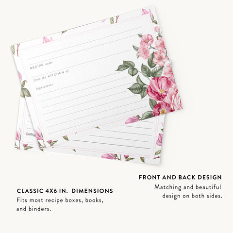 Cherry Blossom Recipe Cards, Set of 48, 4x6 inches