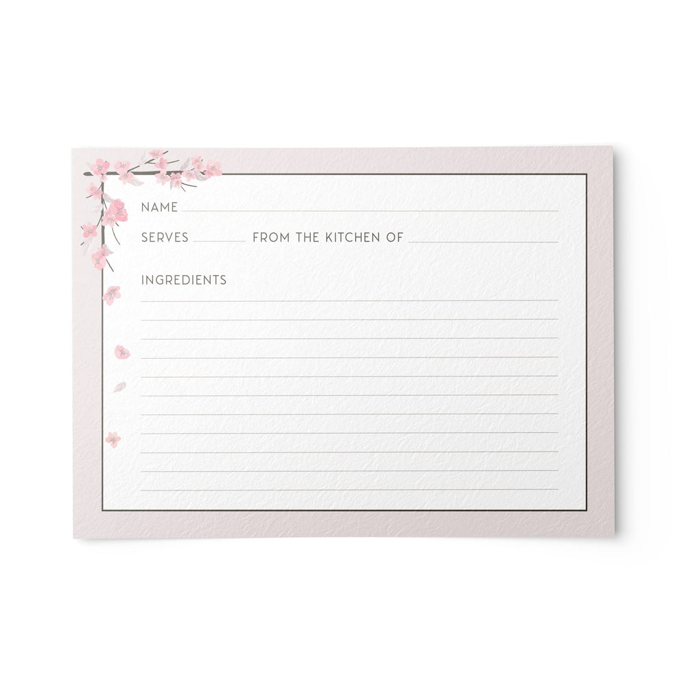 Cherry Blossom Recipe Cards, Water Resistant