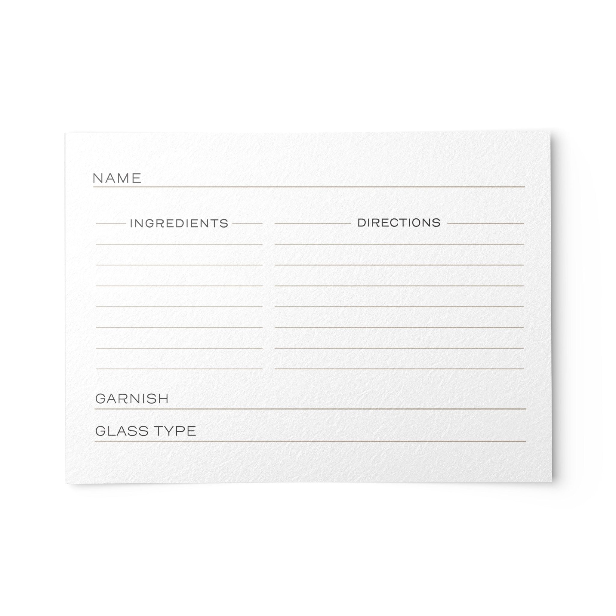 Cocktail Recipe Cards, 4x6 inches