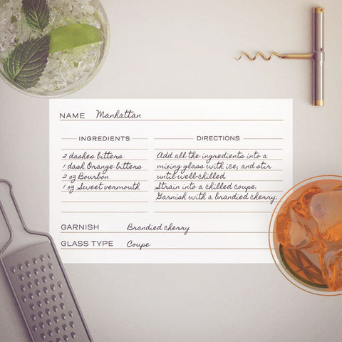 Cocktail Recipe Cards, 4x6 inches