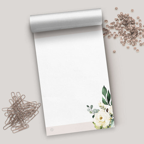 Elegant White & Blush Floral Notepad, 4x6