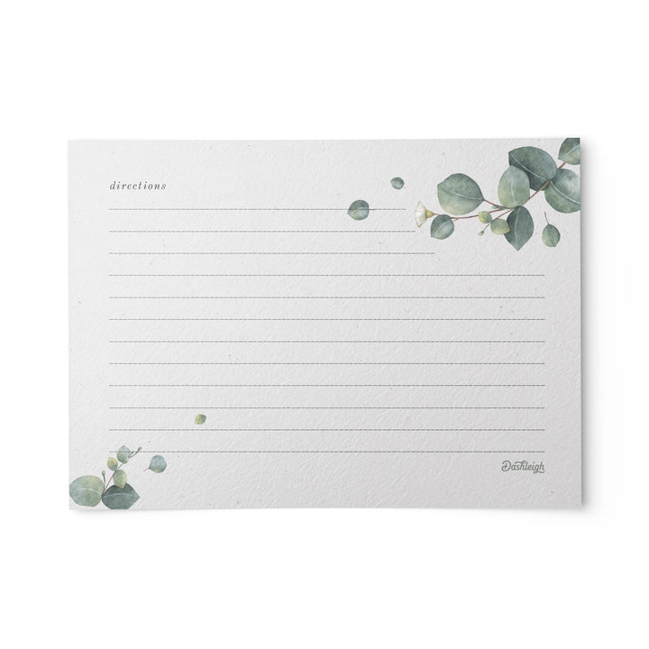Eucalyptus Recipe Cards, Set of 48, 4x6 inches, Water Resistant - dashleigh - Recipe Card