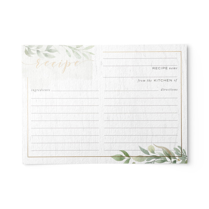 Rustic Farmhouse Recipe Cards – Set of 48 | Water-Resistant & Gold Foil Options Water Resistant Coated