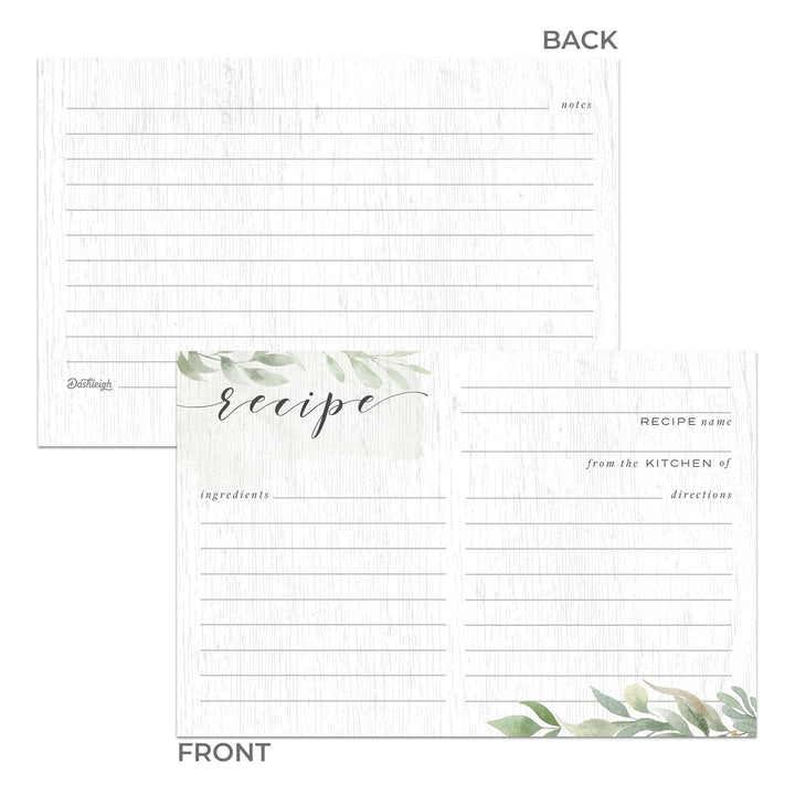 Dashleigh Farmhouse Greenery Recipe Cards with Gold Foil - 48 Double Sided 4x6 Cards - Sage Green Rustic Kitchen & Bridal Shower Gift Dashleigh Farmhouse Greenery Recipe Cards with Gold Foil - 48 Double Sided 4x6 Cards - Sage Green Rustic Kitchen & Bridal Shower Gift
