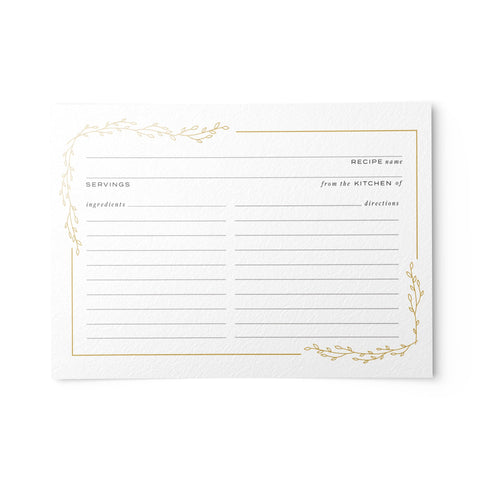 Foil Floral Border Recipe Cards, 4x6 in.