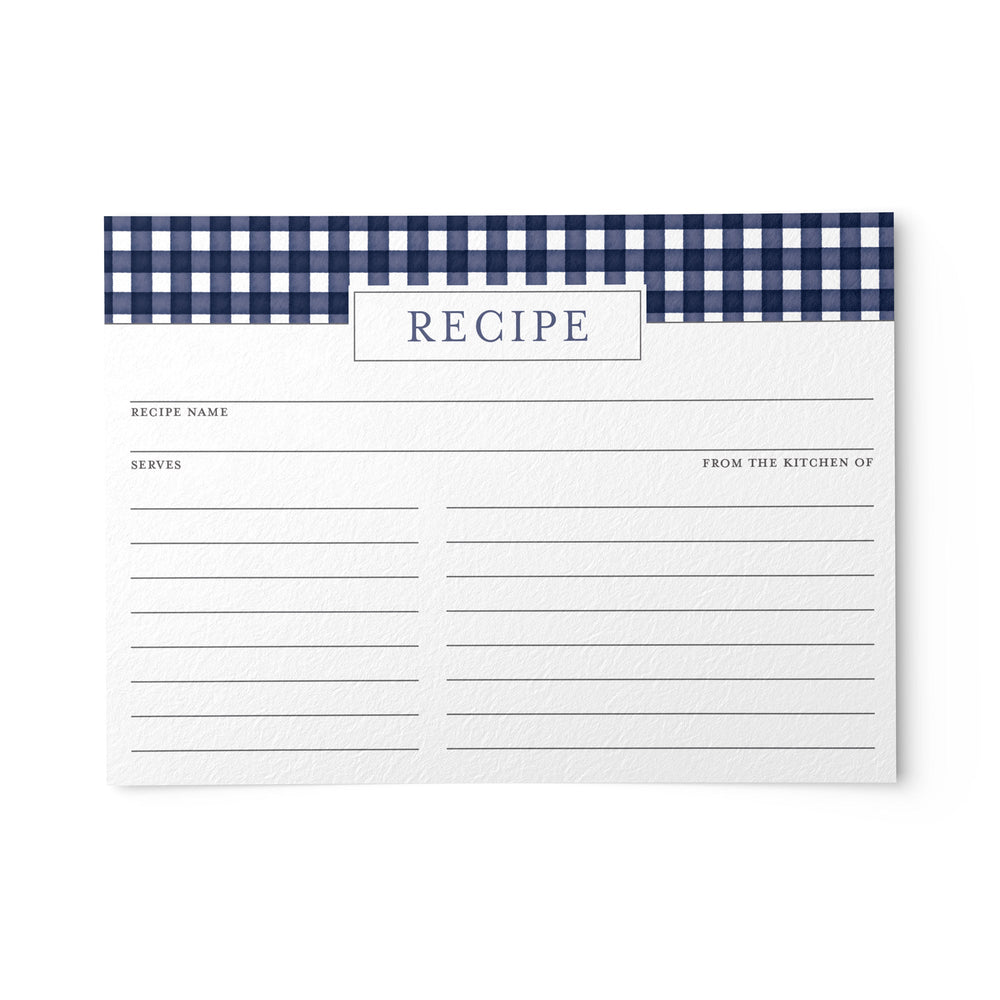 Gingham Blue Recipe Cards, Water Resistant