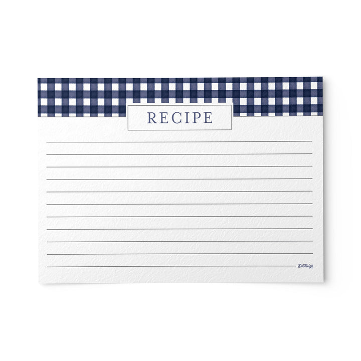 Gingham Blue Recipe Cards, Water Resistant - dashleigh - Recipe Card