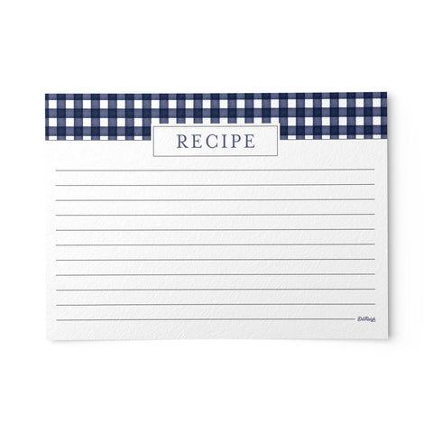 Gingham Blue Recipe Cards, Water Resistant