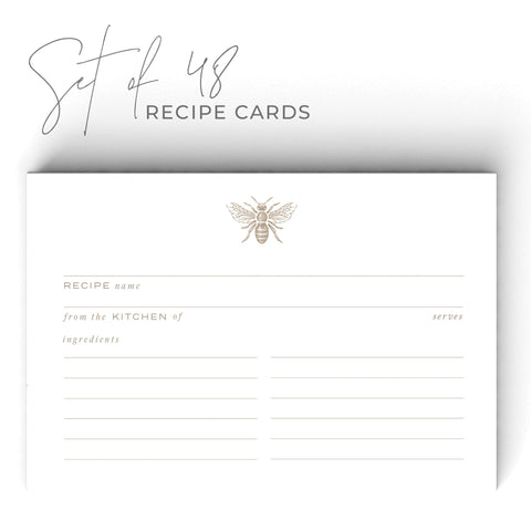 Gold Bee Recipe Cards, Water Resistant