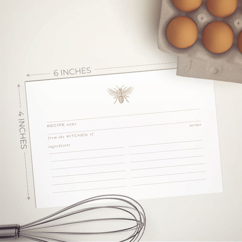 Gold Bee Recipe Cards, Water Resistant