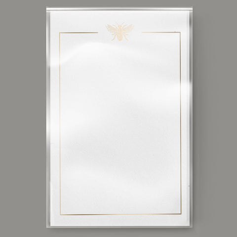 Gold Foil Bee Notepad, Blank, 100 Sheets, 5.5 x 8.5 inches