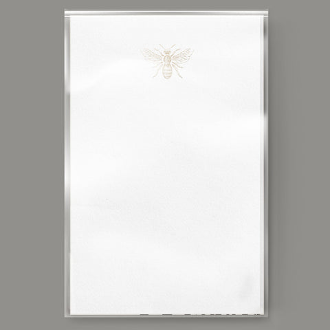 Gold Foil Bee Notepad, Blank, 4 x 6 inches