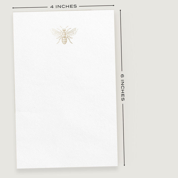 Gold Foil Bee Notepad, Blank, 4 x 6 inches - dashleigh - Notepads