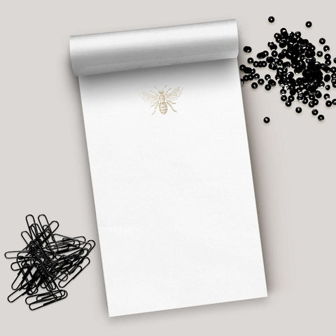 Gold Foil Bee Notepad, Blank, 4 x 6 inches