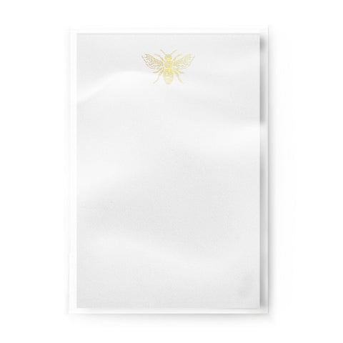 Gold Foil Bee Notepad, Blank, 4 x 6 inches