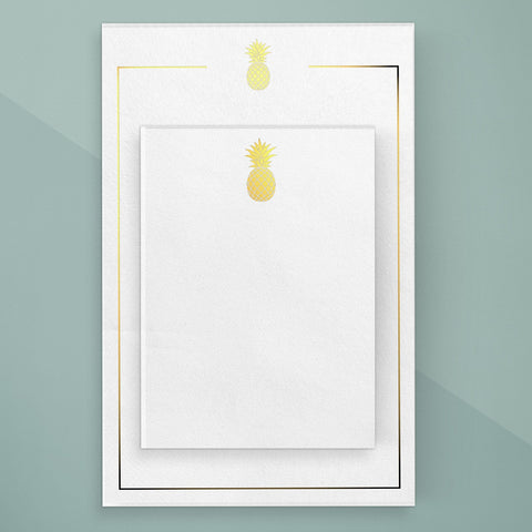 Gold Foil Pineapple Notepad, Blank, 5.5 x 8.5 inches