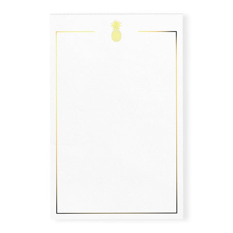 Gold Foil Pineapple Notepad, Blank, 5.5 x 8.5 inches