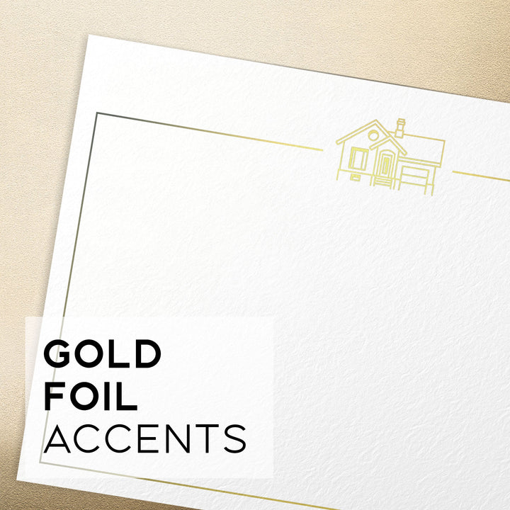 Gold Foil Realtor Note Cards - Set of 50, 4x6", Heavy Cardstock, Perfect for Real Estate Professionals & Clients - dashleigh - Note Cards
